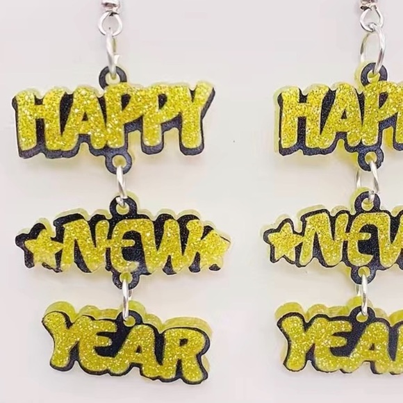 Happy New Year Acrylic Earrings - Picture 3 of 4